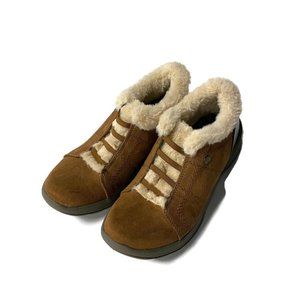 Women's BZees Golden Shootie Slip On Booties Size 6.5M Brown Toffee Fur Trim